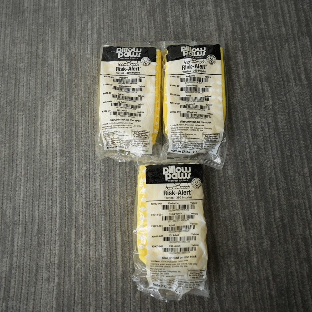 Pillow‎ Paws No Slip Hospital Patient Socks Yellow Risk Alert Yellow Adult XL 3